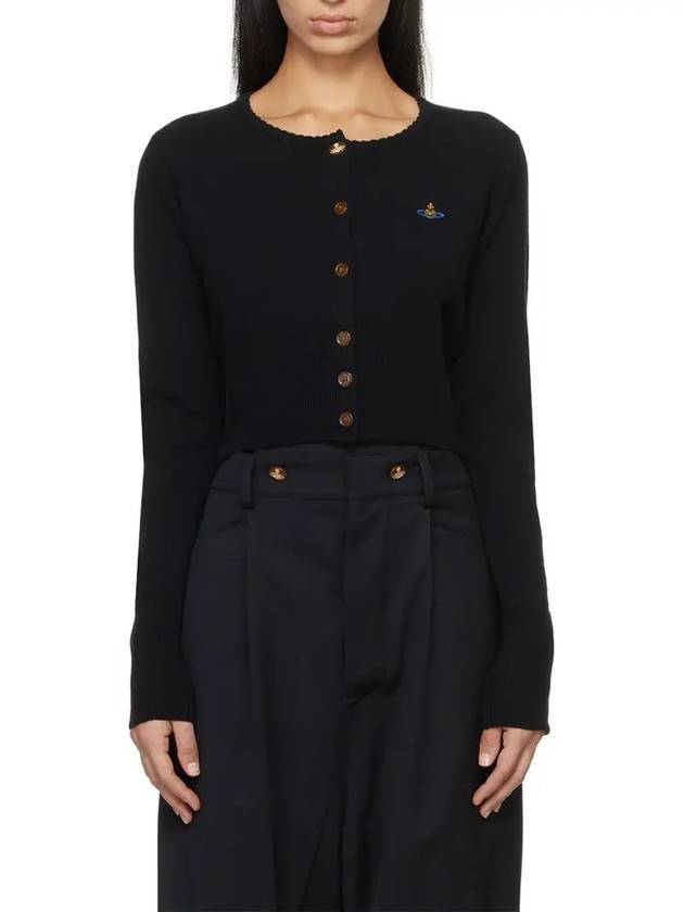 Bea ORB Embroidered Logo Crop Cardigan Black - VIVIENNE WESTWOOD - BALAAN 2