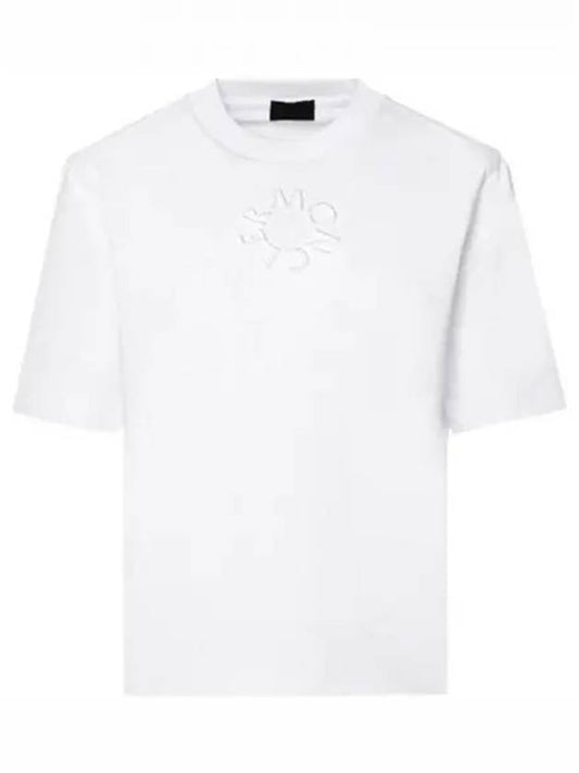 Embossed Clogo Round Short Sleeve T Shirt White Men s 271127 - MONCLER - BALAAN 1