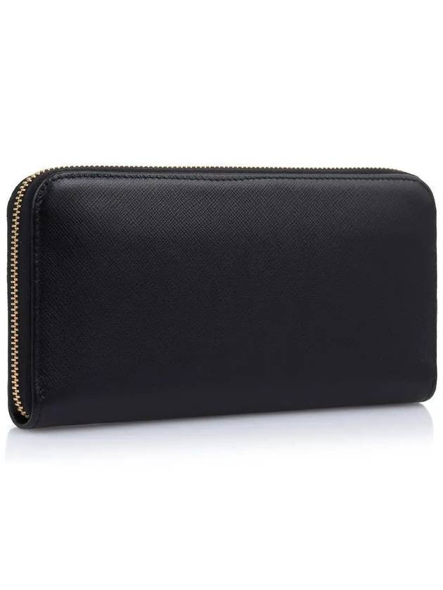 Saffiano Leather Zipper Long Wallet Black - PRADA - BALAAN 4