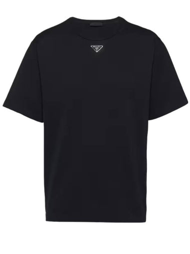 Cotton Short Sleeve T-Shirt Black - PRADA - BALAAN 1