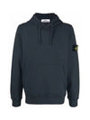 Wappen Patch Brushed Cotton Fleece Hoodie Dark Blue - STONE ISLAND - BALAAN 3