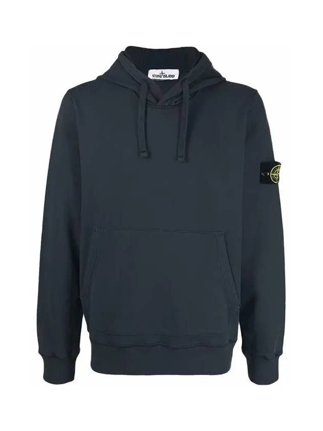 Wappen Patch Brushed Cotton Fleece Hoodie Dark Blue - STONE ISLAND - BALAAN 3