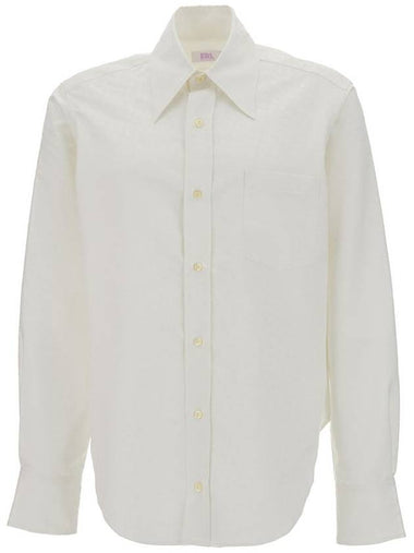 White Buttoned Up  Oversize Shirt In Polyester Unisex - ERL - BALAAN 1