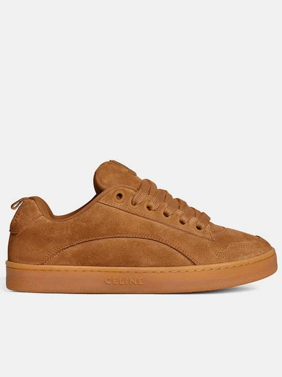 Men s Suede Calfskin Mesh Huntington Low Top Sneakers Tan - CELINE - BALAAN 2