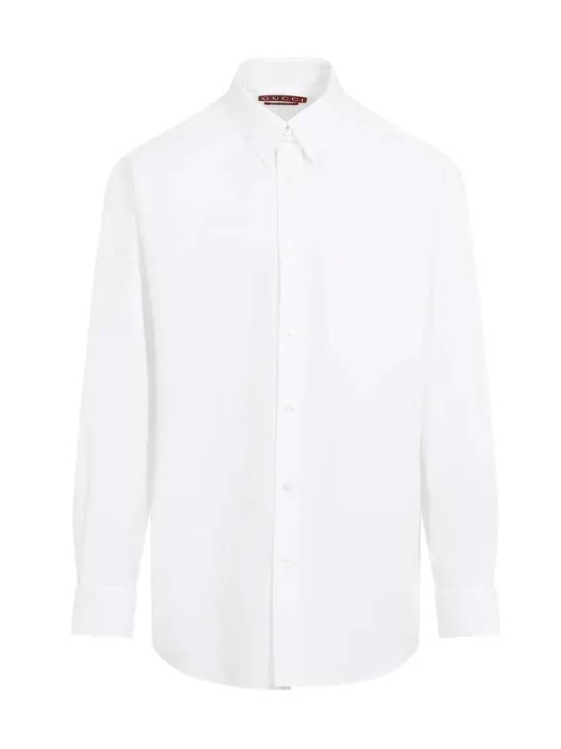 Embossed Cotton Poplin Long Sleeve Shirt White - GUCCI - BALAAN 1