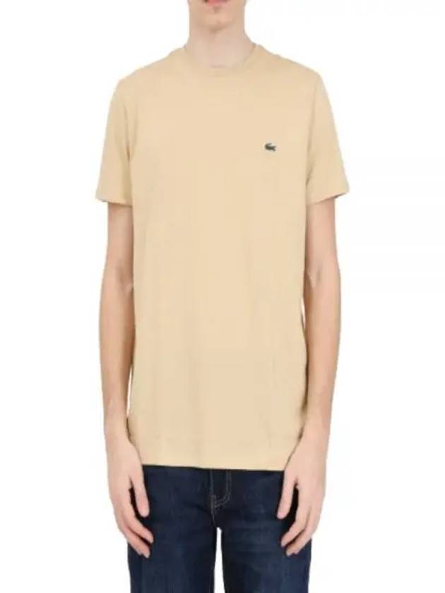 Crew Neck Pima Cotton Jersey Short Sleeve T-Shirt Beige - LACOSTE - BALAAN 2