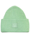 Face Patch Ribbed Wool Beanie Spring Green - ACNE STUDIOS - BALAAN 3