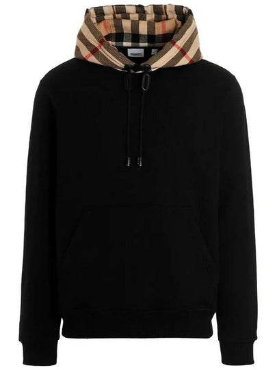 Check Hood Cotton Hoodie Black - BURBERRY - BALAAN 2