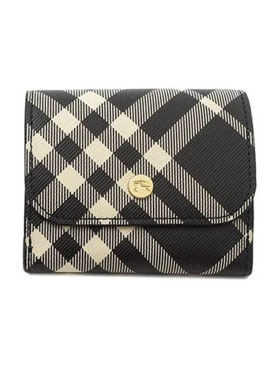 Check Leather Half Wallet Black - BURBERRY - BALAAN 2