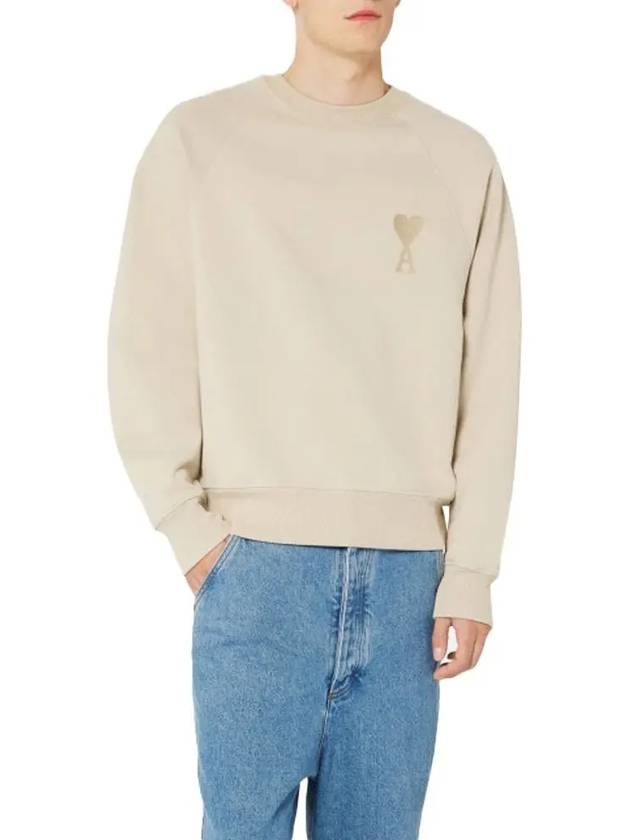 Big Heart Logo Sweatshirt Beige - AMI - BALAAN 4