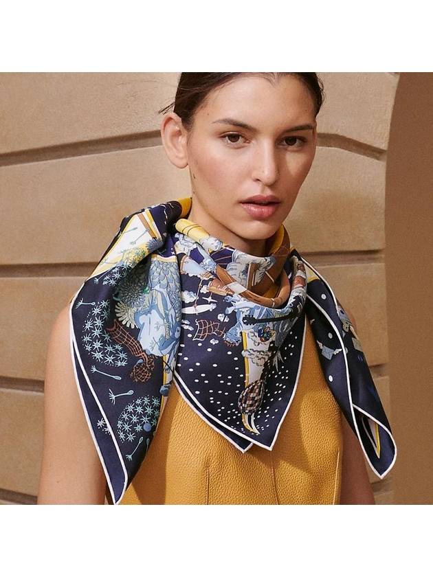 Flagship Silk 90 Scarf Marine - HERMES - BALAAN 3