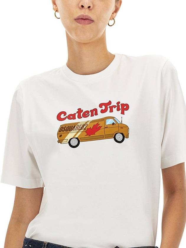 Cartoon Trip Print Short Sleeve T-Shirt White - DSQUARED2 - BALAAN 5