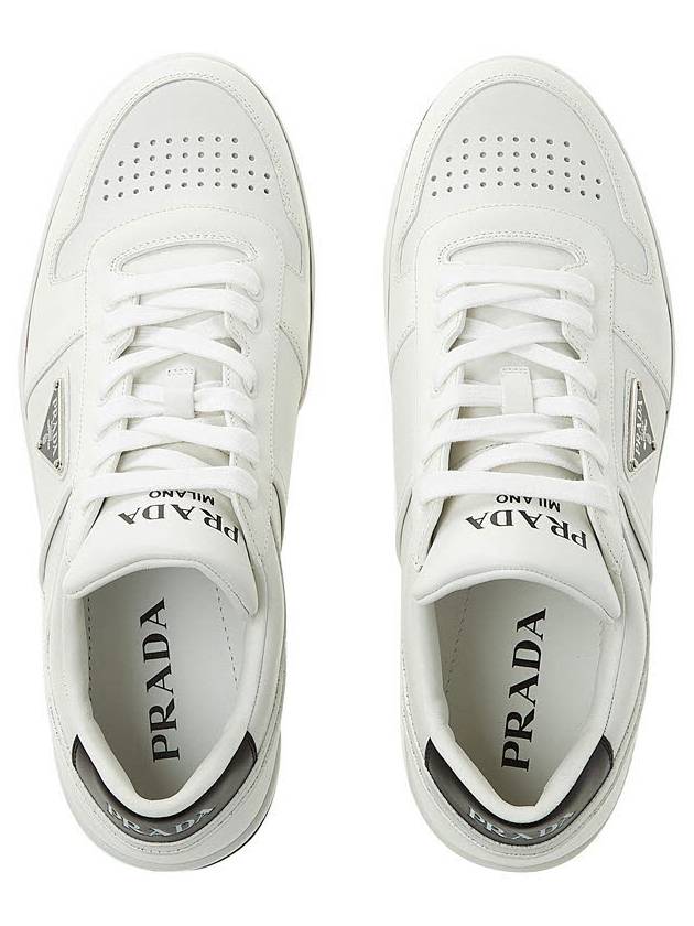 Downtown Triagle Logo Leather Low Top Sneakers White - PRADA - BALAAN 7