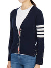 4-Bar V-Neck Cashmere Cardigan Navy - THOM BROWNE - BALAAN 4