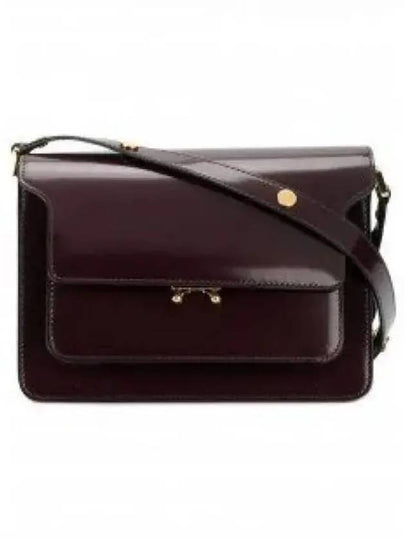 Trunk Glossy Leather Medium Shoulder Bag Burgundy - MARNI - BALAAN 2