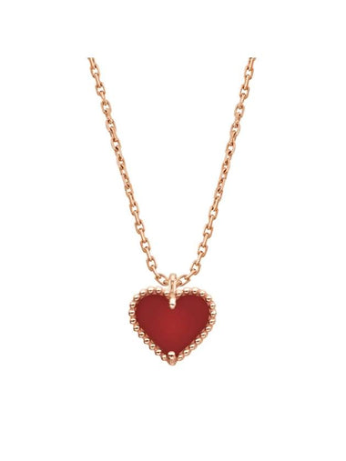 Sweet Alhambra Heart Pendant Necklace Carnelian Pink Gold - VANCLEEFARPELS - BALAAN 1