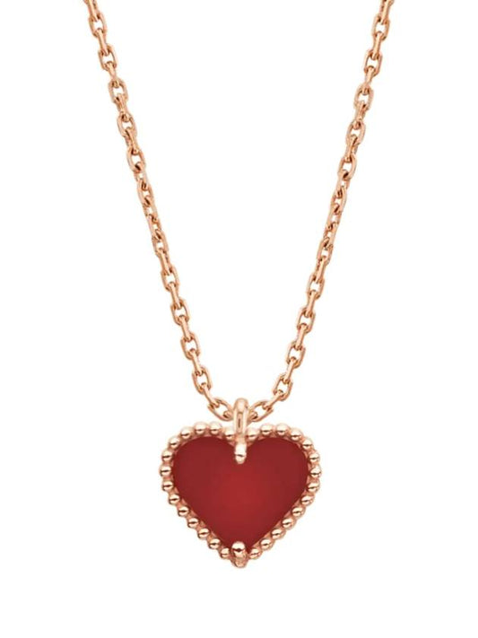 Suite Alhambra Heart Pendant Pink Gold Necklace Carnelian - VANCLEEFARPELS - BALAAN.