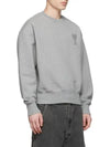 Heart Logo Embroidered Chest Cotton Terry Sweatshirt Gray - AMI - BALAAN 2