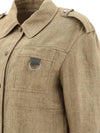 Linen Blend Shirt Jacket Beige - BRUNELLO CUCINELLI - BALAAN 4