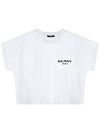 Logo Print Cropped Cotton Short Sleeve T-Shirt White - BALMAIN - BALAAN 10