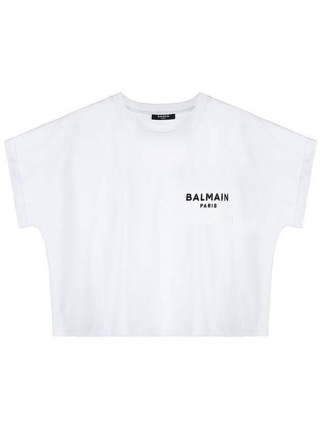 Logo Print Cropped Cotton Short Sleeve T-Shirt White - BALMAIN - BALAAN 10