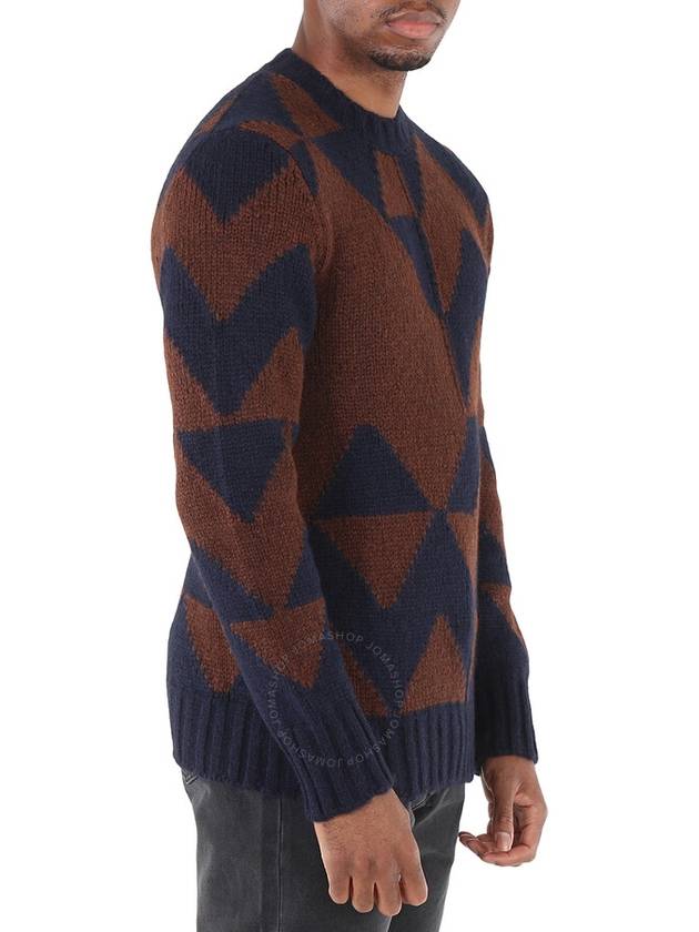 Men's Geometric Pattern Sweater Brown - MONCLER - BALAAN 3