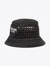 Embroidered Logo Raffia Bucket Hat Black - PRADA - BALAAN 2