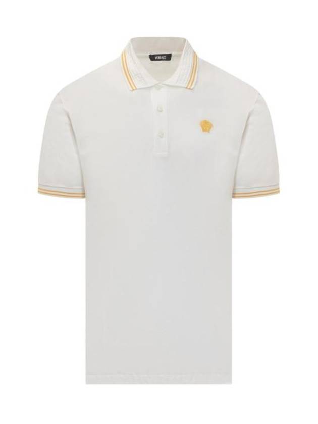 Medusa Head Embroidery Cotton Polo Shirt White - VERSACE - BALAAN 1