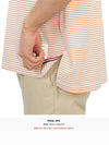 Striped Pocket Cotton Oversized Short Sleeve T-Shirt Orange - THOM BROWNE - BALAAN 9