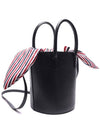 Pebble Grain Leather Bucket Bag Black - THOM BROWNE - BALAAN 4