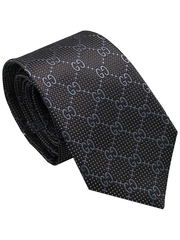 Men's GG Dot Pattern Silk Necktie Black - GUCCI - BALAAN 2