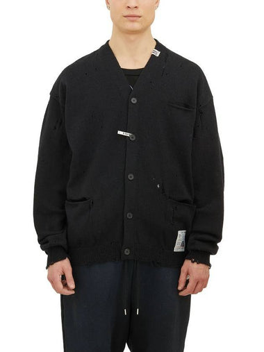 J12CD511 BLACK Distressed Cotton Cardigan - MIHARA YASUHIRO - BALAAN 1