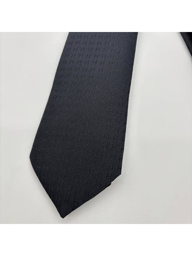 Men's Faconnee H Tie Black - HERMES - BALAAN 3