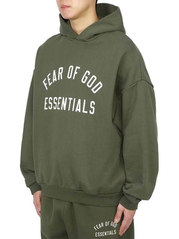 Essentials Logo Print Fleece Hoodie Military - FEAR OF GOD - BALAAN 3