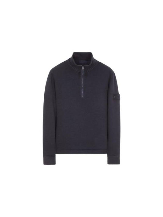 Ghost Piece Half Zip Up Knit Top Navy - STONE ISLAND - BALAAN 1