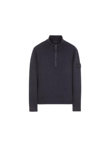 Ghost Piece Half Zip Up Knit Top Navy - STONE ISLAND - BALAAN 1