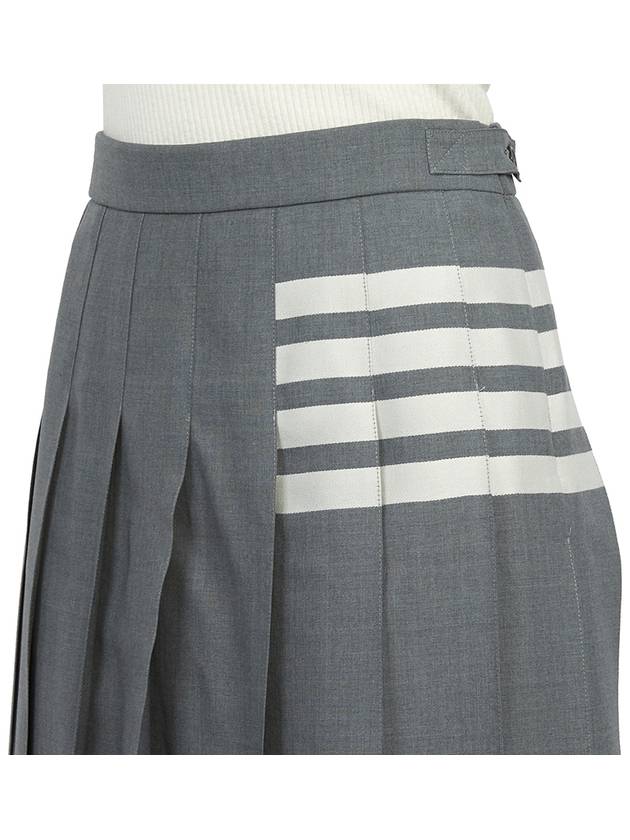 4 Bar Logo Plain Weave Wool Pleated Skirt Grey - THOM BROWNE - BALAAN 9