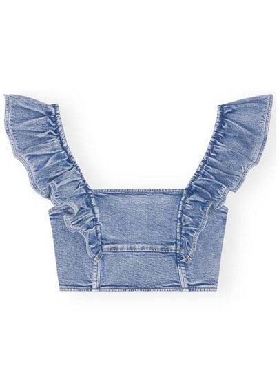 23 fw Orc Cotton Denim Ruffle Top J1274565 B0710443174 - GANNI - BALAAN 2