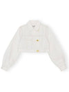 Cropped Denim Trucker Jacket White - GANNI - BALAAN 3