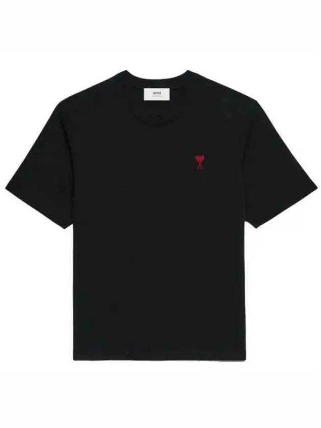 Small Heart Logo Boxy Fit Short Sleeve T-Shirt Black - AMI - BALAAN 2