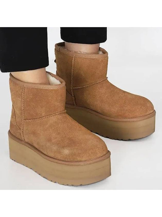 Classic Mini Platform Suede Winter Boots Chestnut - UGG - BALAAN 2