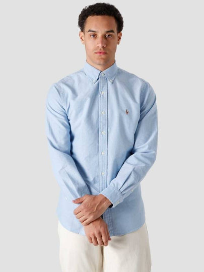 Embroidery Pony Oxford Long Sleeve Shirt Blue - POLO RALPH LAUREN - BALAAN 2