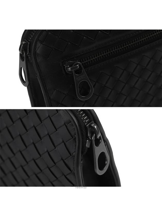 Intrecciato Weaving Zipper Clutch Bag Black - BOTTEGA VENETA - BALAAN 5