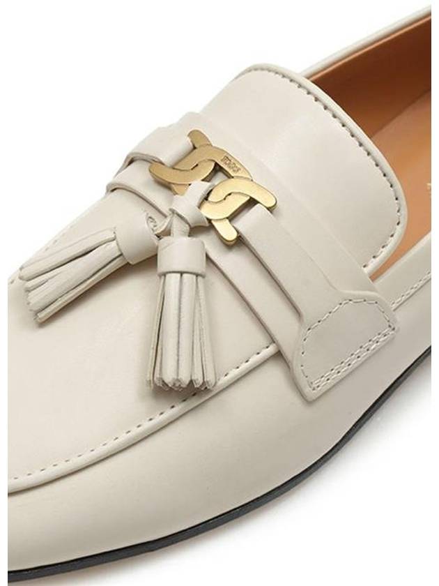 Tassel Embellished Leather Loafers White - TOD'S - BALAAN 6