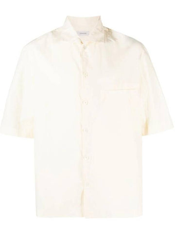 Camp Collar Crepe Cotton Short Sleeve Shirt Ecru - LEMAIRE - BALAAN.
