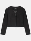 Colin office setup no-collar V-neck cropped short jacket black COLIN31BK - RAMUSTUDIO - BALAAN 3