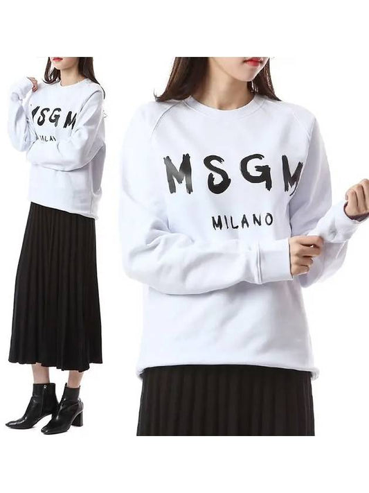 Milano Brushed Logo Sweatshirt White - MSGM - BALAAN 2