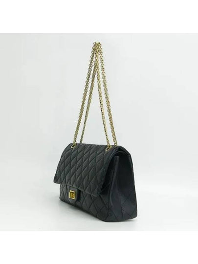 A37590 Vintage calfskin black color 2 55 maxi size metal gold logo chain flap shoulder bag - CHANEL - BALAAN 2