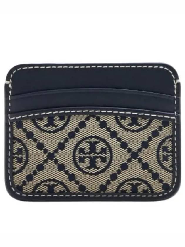 T Monogram Jacquard Card Wallet Navy - TORY BURCH - BALAAN 2