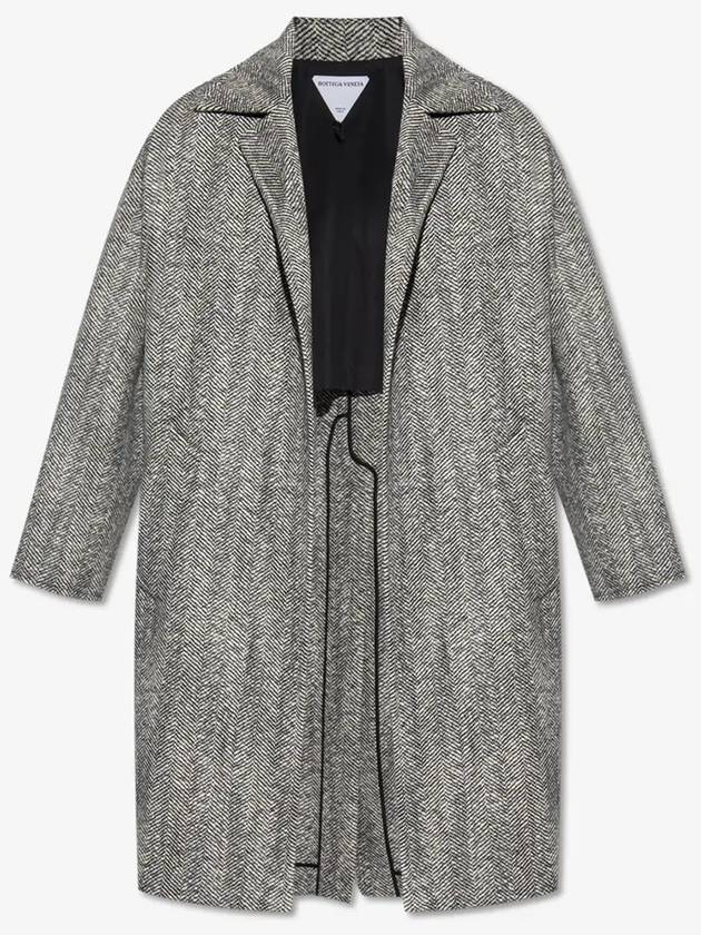 Felted Chevron Wool Single Coat Black White - BOTTEGA VENETA - BALAAN 5